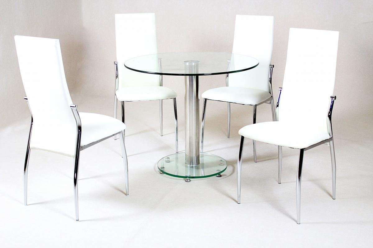 100% Oak Alonza Dining Set Clear 4 Chairs